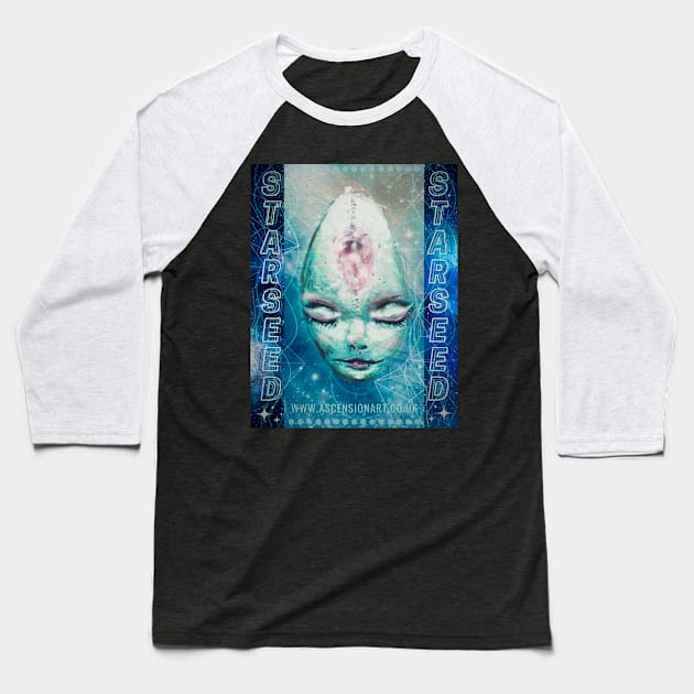 Starseed Crystal Baseball T-Shirt by WWW.ASCENSIONART.CO.UK